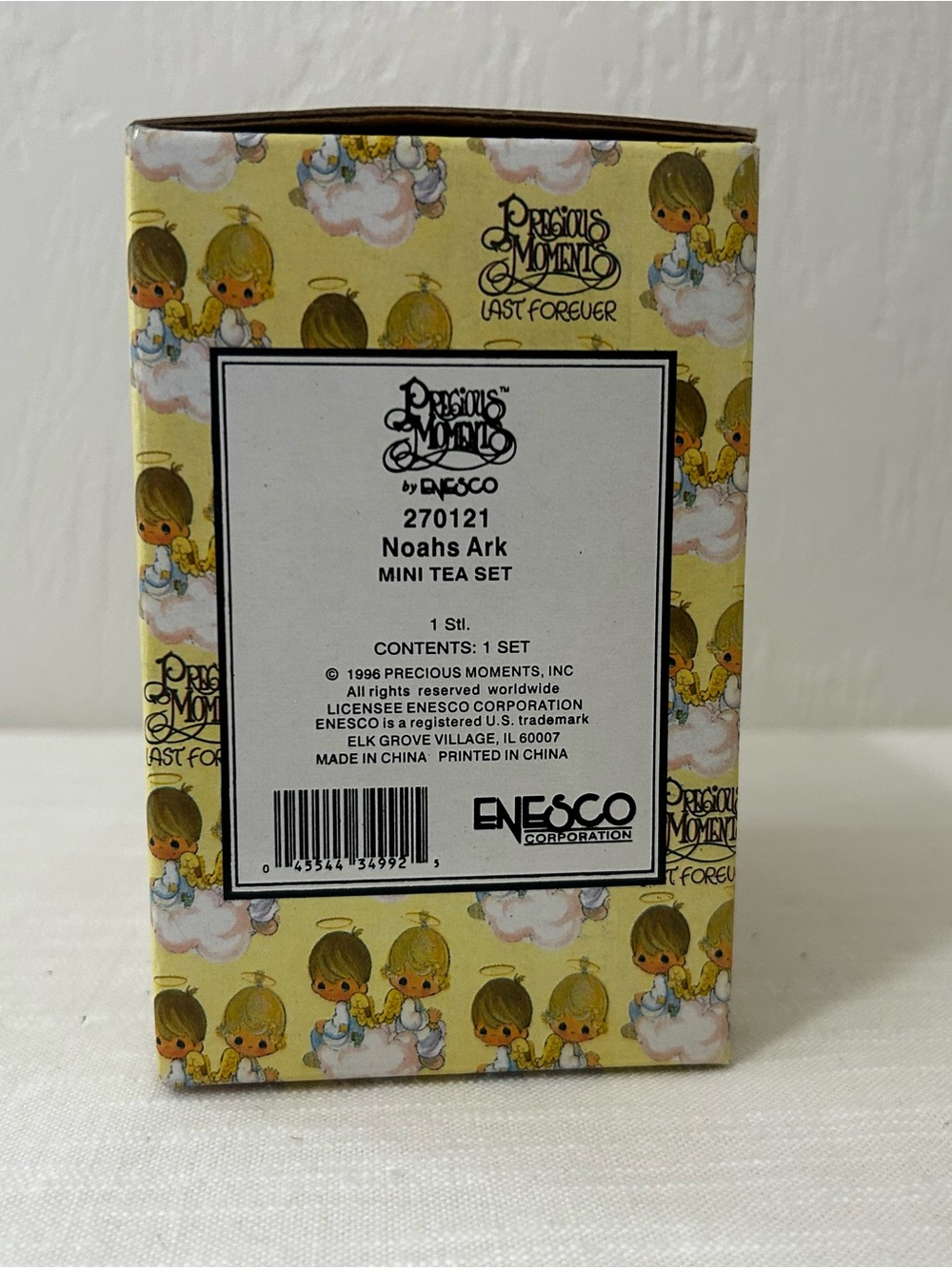 Enesco Precious Moments Mini Tea Set Box in Yellow and White with Pastel Accents